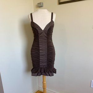 Chocolate Ruched 90s Cocktail Dress